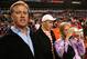 DENVER - JANUARY 14: Former Denver Broncos quarterback John Elway stands on the field with his kids (L-R) Jack, Jordan and Juliana before a Divisional Playoff game against the New England Patriots on January 14, 2006 at Invesco Field at Mile High in Denver, Colorado. (Photo by Doug Pensinger/Getty Images)