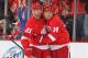 DETROIT, MI - MARCH 23: Gustav Nyquist #14 of the Detroit Red Wings celebrates his second goal with teammate Tomas Tatar #21 during an NHL game against the Minnesota Wild on March 23, 2014 at Joe Louis Arena in Detroit, Michigan. (Photo by Dave Reginek/NHLI via Getty Images)