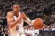 OKLAHOMA CITY, OK MAY 31: Russell Westbrook #0 of the Oklahoma City Thunder handles the ball against the San Antonio Spurs in Game Six of the Western Conference Finals during the 2014 NBA Playoffs on May 31, 2014 at the Chesapeake Energy Arena in Oklahoma City, Oklahoma. NOTE TO USER: User expressly acknowledges and agrees that, by downloading and or using this photograph, User is consenting to the terms and conditions of the Getty Images License Agreement. Mandatory Copyright Notice: Copyright 2014 NBAE (Photo by Layne Murdoch Jr./NBAE via Getty Images)
