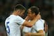 LONDON, ENGLAND - MAY 30: Gary Cahill of England congratulates Phil Jagielka of England on scoring their third goal during the international friendly match between England and Peru at Wembley Stadium on May 30, 2014 in London, England. (Photo by Warren Little/Getty Images)