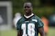 Jul 26, 2013; Philadelphia, PA, USA; Philadelphia Eagles wide receiver Jeremy Maclin (18) during training camp at the Eagles NovaCare Complex. Mandatory Credit: Howard Smith-USA TODAY Sports
