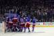 NEW YORK, NY - MAY 29: The New York Rangers celebrates after defeating the Montreal Canadiens in Game Six to win the Eastern Conference Final in the 2014 NHL Stanley Cup Playoffs at Madison Square Garden on May 29, 2014 in New York City. The New York Rangers defeated the Montreal Canadiens 1 to 0. (Photo by Mike Stobe/Getty Images)