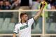 Domenico Berardi salutes Sassuolo fans after finishing his third hat trick of the season.