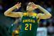 KANSAS CITY, MO - MARCH 13: Isaiah Austin #21 of the Baylor Bears reacts after shooting a three-pointer during the Big 12 Basketball Tournament quarterfinal game against the Oklahoma Sooners at Sprint Center on March 13, 2014 in Kansas City, Missouri. (Photo by Jamie Squire/Getty Images)