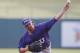 TCU's Brandon Finnegan pitches in the first inning of a game against Baylor in the Big 12 conference NCAA college baseball tournament in Oklahoma City, Saturday, May 24, 2014. (AP Photo/Sue Ogrocki)