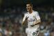 Real's Alvaro Morata celebrates his goal during a Spanish La Liga soccer match between Real Madrid and Almeria at the Santiago Bernabeu stadium in Madrid, Spain, Saturday, April 12, 2014. (AP Photo/Andres Kudacki)