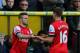NORWICH, ENGLAND - MAY 11: Jack Wilshere of Arsenal replaces Aaron Ramsey of Arsenal during the Barclays Premier League match between Norwich City and Arsenal at Carrow Road on May 11, 2014 in Norwich, England. (Photo by Steve Bardens/Getty Images)