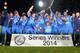 BIRMINGHAM, ENGLAND - JUNE 03: Sri Lanka celebrate winning the series after the Royal London One Day International match between England and Sri Lanka at Edgbaston on June 3, 2014 in Birmingham, England. (Photo by Gareth Copley/Getty Images)