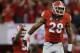 Georgia safety Tray Matthews (28) celebrates after their 44-41 win over LSU in an NCAA football game, Saturday, Sept. 28, 2013, in Athens, Ga. (AP Photo/John Bazemore)