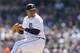 Detroit Tigers relief pitcher Bruce Rondon prepares to throw during the seventh inning of a baseball game against the Minnesota Twins in Detroit, Wednesday, May 1, 2013. (AP Photo/Carlos Osorio)