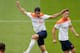 ALKMAAR, NETHERLANDS - JUNE 03: Robin Van Persie of the Netherlands heads the ball as Stefan de Vrij looks on during the training session held at the AFAS Stadion on June 3, 2014 in Alkmaar, Netherlands. (Photo by Dean Mouhtaropoulos/Getty Images)