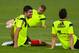 WASHINGTON, DC - JUNE 03: Diego Costa (L) of Spain shares a joke with his teammate Santi Cazorla after a training session of the Spain National Team at the Robert F. Kennedy Stadium on June 3, 2014 in Washington, DC. (Photo by David Ramos/Getty Images)