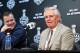 LOS ANGELES, CA - JUNE 03: Glen Sather, President and General Manager of the New York Rangers, speaks during Media Day for the 2014 NHL Stanley Cup Final at Staples Center on June 3, 2014 in Los Angeles, California. (Photo by Bruce Bennett/Getty Images)