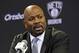 Brooklyn Nets general manager Billy King speaks during an NBA basketball news conference, Thursday, July 18, 2013 at Barlcays Center in New York. The Nets introduced their new players Kevin Garnett, Paul Pierce and Jason Terry, whom they acquired in a trade with the Boston Celtics (AP Photo/Mary Altaffer)