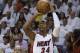 Miami Heat guard Ray Allen (34) aims for a 3-point basket during the second half of Game 3 in the NBA basketball Eastern Conference finals playoff series against the Indiana Pacers, Saturday, May 24, 2014, in Miami. The Heat defeated the Pacers 99-87. (AP Photo/Lynne Sladky)