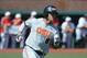 Oregon State's Michael Conforto (8) rounds first base on a hit against UNLV during an NCAA college baseball regional tournament game in Corvallis, Ore., Sunday, June 1, 2014. (AP Photo/Mark Ylen)