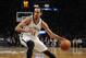 Brooklyn Nets' Shaun Livingston (14) controls the ball during an NBA basketball game against the Toronto Raptors on Monday, March 10, 2014 at Barclays Center in New York. (AP Photo/Kathy Kmonicek)
