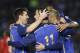 Argentina's Maximiliano Rodriguez, center, celebrates his goal against Trinidad and Tobago with teammate Lionel Messi, left, during an international friendly soccer match in Buenos Aires, Argentina, Wednesday, June 4, 2014. (AP Photo/Victor R. Caivano)
