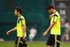 WASHINGTON, DC - JUNE 04: Cesc Fabregas (L) and Diego Costa of Spain walk on the pitch during a training session of the Spain National Team at the Robert F. Kennedy Stadium on June 4, 2014 in Washington, DC. (Photo by David Ramos/Getty Images)