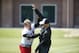 Atlanta Falcons defensive end Kroy Biermann (71) works with linebackers coach Mark Collins during an off-season practice, Wednesday, May 28, 2014 in Flowery Branch, Ga. (AP Photo/John Bazemore)