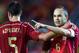 SEVILLE, SPAIN - MAY 30: Andres Iniesta (2ndL) of Spain celebrates wit his teammates after scoring his team's second goal during an international friendly match between Spain and Bolivia at Estadio Ramon Sanchez Pizjuan on May 30, 2014 in Seville, Spain. (Photo by David Ramos/Getty Images)