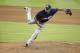 Milwaukee Brewers relief pitcher Francisco Rodriguez follows through on a delivery in the ninth inning during a baseball game against the Miami Marlins, Sunday, May 25, 2014, in Miami. The Brewers defeated the Marlins 7-1. (AP Photo/Lynne Sladky)
