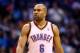 Mar 6, 2014; Phoenix, AZ, USA; Oklahoma City Thunder guard Derek Fisher (6) against the Phoenix Suns at the US Airways Center. Mandatory Credit: Mark J. Rebilas-USA TODAY Sports