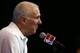 SAN ANTONIO, TX - JUNE 06: Gregg Popovich of the San Antonio Spurs speaks to the media on a practice day following Game One of the 2014 NBA Finals against the Miami Heat at the Spurs Practice Facility on June 6, 2014 in San Antonio, Texas. NOTE TO USER: User expressly acknowledges and agrees that, by downloading and or using this photograph, User is consenting to the terms and conditions of the Getty Images License Agreement. (Photo by Andy Lyons/Getty Images)