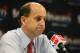 SALT LAKE CITY - MAY 3: Houston Rockets head coach Jeff Van Gundy gives a post game interview after losing against the Utah Jazz in Game 6 of the Western Conference Quarterfinals during the 2007 NBA Playoffs at EnergySolutions Arena on May 3, 2007 in Salt Lake City, Utah. NOTICE TO USER: User expressly acknowledges and agrees that, by downloading and or using this Photograph, user is consenting to the terms and conditions of the Getty Images License Agreement. Mandatory Copyright Note: Copyright 2007 NBAE (Photo by Melissa Majchrzak/NBAE via Getty Images)