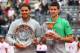 ROME, ITALY - MAY 18: Novak Djokovic of Serbia with the winners trophy next to runner up Rafael Nadal of Spain after the final during day eight of the Internazionali BNL d'Italia tennis 2014 on May 18, 2014 in Rome, Italy. (Photo by Julian Finney/Getty Images)