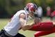 TAMPA, FL - MAY 16: Wide Receiver Mike Evans #13 of the Tampa Bay Buccaneers works out during the first day of rookie minicamp on May 16, 2014 at One Buc Place in Tampa, Florida. (Photo by Brian Blanco/Getty Images)