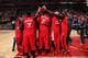 The Chicago Bulls huddle up before before Game 2 of their first-round series against the Washington Wizards.