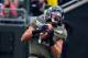 EUGENE, OR - MAY 3: Wide receiver Devon Allen #13 of the Oregon Ducks catches a touchdown pass during the spring game at Autzen Stadium on May 3, 2014 in Eugene, Oregon. (Photo by Steve Dykes/Getty Images)