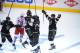 LOS ANGELES, CA - JUNE 7: The Los Angeles Kings celebrate after scoring the game-winning goal against the New York Rangers in the second overtime period of Game Two of the Stanley Cup Final during the 2014 Stanley Cup Playoffs at Staples Center on June 7, 2014 in Los Angeles, California. (Photo by Jon Soohoo/NHLI via Getty Images)
