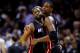 SAN ANTONIO, TX - JUNE 08: Chris Bosh #1 of the Miami Heat celebrates with Dwyane Wade #3 against the San Antonio Spurs during Game Two of the 2014 NBA Finals at the AT&T Center on June 8, 2014 in San Antonio, Texas. The Miami Heat defeated the San Antonio Spurs 98-96. NOTE TO USER: User expressly acknowledges and agrees that, by downloading and or using this photograph, User is consenting to the terms and conditions of the Getty Images License Agreement. (Photo by Andy Lyons/Getty Images)
