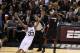 Jun 8, 2014; San Antonio, TX, USA; Miami Heat forward LeBron James (6) shoots against San Antonio Spurs forward Boris Diaw (33) in game two of the 2014 NBA Finals at AT&T Center. Mandatory Credit: Soobum Im-USA TODAY Sports