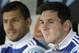 Argentina's Lionel Messi, right, and Sergio Aguero sit on the bench before an international friendly soccer match against Slovenia in La Plata, Argentina, Saturday, June 7, 2014. Argentina is leaving June 9 for Brazil to compete in the World Cup. (AP Photo/Natacha Pisarenko)