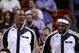 Apr 2, 2014; Miami, FL, USA; Miami Heat center Chris Bosh (left) and forward LeBron James (6) before a game against the Milwaukee Bucks at American Airlines Arena. Mandatory Credit: Robert Mayer-USA TODAY Sports