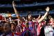 Atletico supporters shout slogans, ahead of the Champions League final soccer match between Atletico Madrid and Real Madrid, at the Luz stadium, in Lisbon, Portugal, Saturday, May 24, 2014. (AP Photo/Francisco Seco)