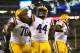 ARLINGTON, TX - AUGUST 31: J.C. Copeland #44 of the LSU Tigers celebrates a touchdown against the TCU Horned Frogs at AT&T Stadium on August 31, 2013 in Arlington, Texas. (Photo by Ronald Martinez/Getty Images)