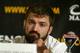 Andrei Arlovski, Former Heavyweight Champion, puts his fists up while Ultimate Fighting Championship Heavyweight Champion Tim Sylvia speaks, (not pictured), during the pre-fight press conference to promote the UFC 61 at the Mandalay Bay Events Center in Las Vegas on Thursday July 6, 2006. Bitter rivals Ultimate Fighting Championship Heavyweight Champion Tim Sylvia will fight former Heavyweight Champion Andrei Arlovski for the World Heavyweight Championship title at the Mandalay Bay Events Center in Las Vegas on Saturday, July 8, 2006. (AP Photo/Jane Kalinowsky)