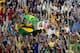 SAO PAULO, BRAZIL - JUNE 06: Fans of Brazil celebrate during the International Friendly Match between Brazil and Serbia at Morumbi Stadium on June 06, 2014 in Sao Paulo, Brazil. (Photo by Buda Mendes/Getty Images)