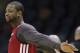 Miami Heat guard Dwyane Wade warms up during basketball practice on Wednesday, June 4, 2014 in San Antonio. The Heat play Game 1 of the NBA Finals against the San Antonio Spurs on Thursday. (AP Photo/Eric Gay)