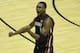 Jun 8, 2014; San Antonio, TX, USA; Miami Heat forward Chris Bosh (1) reacts in the second half against the San Antonio Spurs in game two of the 2014 NBA Finals at AT&T Center. The Heat beat the Spurs 98-96. Mandatory Credit: Brendan Maloney-USA TODAY Sports