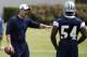 Dallas Cowboys linebackers coach Matt Eberflus instructs Bruce Carter and others as they run drills during an NFL football organized team activity, Monday, June 2, 2014, in Irving, Texas. (AP Photo/Tony Gutierrez)