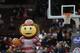 COLUMBUS, OH - JANUARY 4: Ohio State Mascot Brutus the Buckeye goofs around with a basketball prior to the start of the game against the Nebraska Cornhuskers on January 4, 20114 at Value City Arena in Columbus, Ohio. Ohio State won by a final score of 84-53. (Photo by Ryan Young/Getty Images)