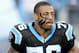 Carolina Panthers defensive end Greg Hardy (76) runs on the the field during player introductions before the start of an NFL football game in Charlotte, NC, Sunday, Dec. 15, 2013. (AP Photo / Mike McCarn)