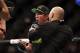 Chael Sonnen is interviewed by Joe Rogan after defeating Mauricio Rua in their UFC on Fox Sports 1 mixed martial arts light heavyweight bout in Boston, Saturday, August 17,2013. Sonnen won via first round tapout via guillotine choke. (AP Photo/Gregory Payan)