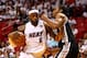MIAMI, FL - JUNE 10: LeBron James #6 of the Miami Heat drives to the basket against Kawhi Leonard #2 of the San Antonio Spurs during Game Three of the 2014 NBA Finals at American Airlines Arena on June 10, 2014 in Miami, Florida. NOTE TO USER: User expressly acknowledges and agrees that, by downloading and or using this photograph, User is consenting to the terms and conditions of the Getty Images License Agreement. (Photo by Andy Lyons/Getty Images)