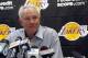 Mitch Kupchak, Los Angeles Lakers general manager, speaks to reporers about the upcoming season, Wednesday Sept. 25, 2013, in El Segundo, Calif. Kupchak says Kobe Bryant was at the NBA basketball team's training complex almost every morning this summer, working aggressively to return from surgery on his torn left Achilles' tendon. (AP Photo/Nick Ut)